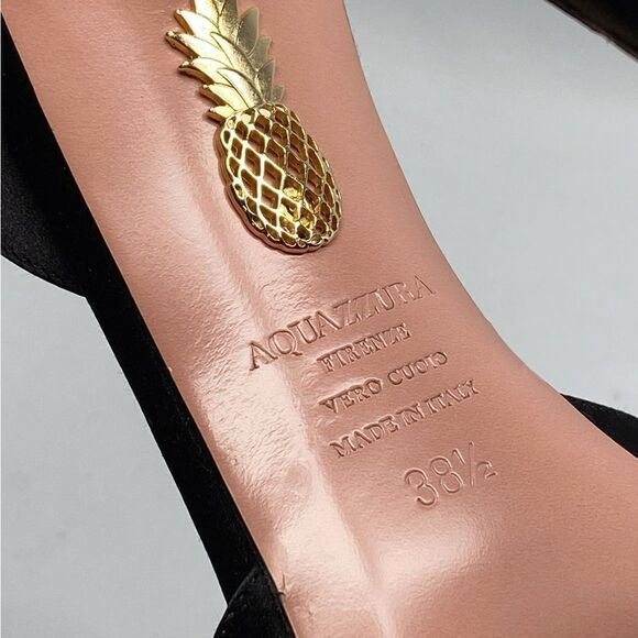 Aquazzura Gatsby Crystal-Embellished Satin Pumps size 38.5 - Picture 13 of 13